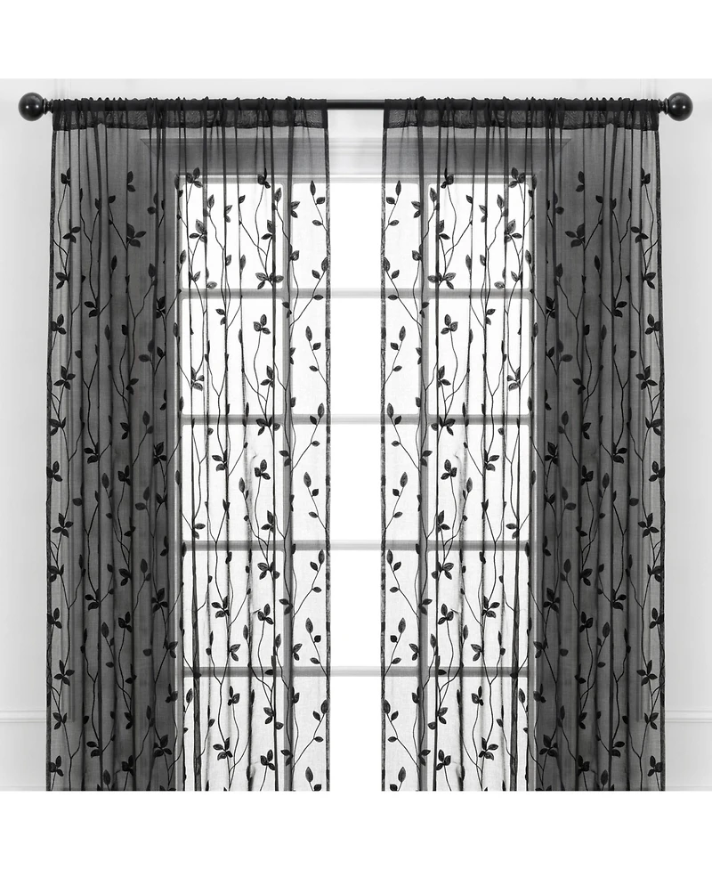 Chanasya Premium Embroidered Vine Curtains - Sheer for Living Room, Bedroom, Kitchen 52" x 84" White, 2 Panels