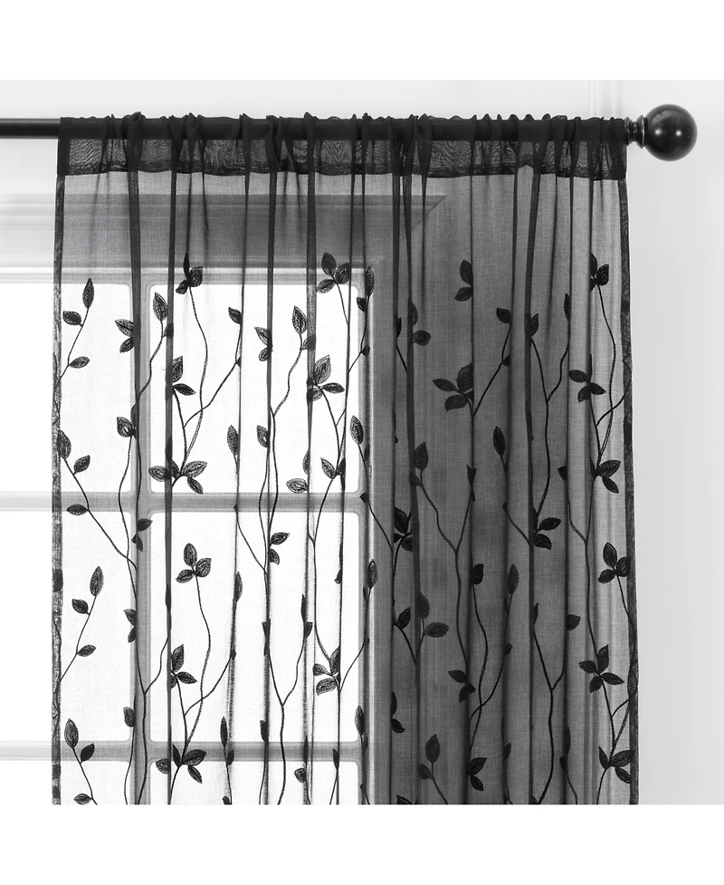 Chanasya Premium Embroidered Vine Curtains - Sheer for Living Room, Bedroom, Kitchen 52" x 108" White, 2 Panels