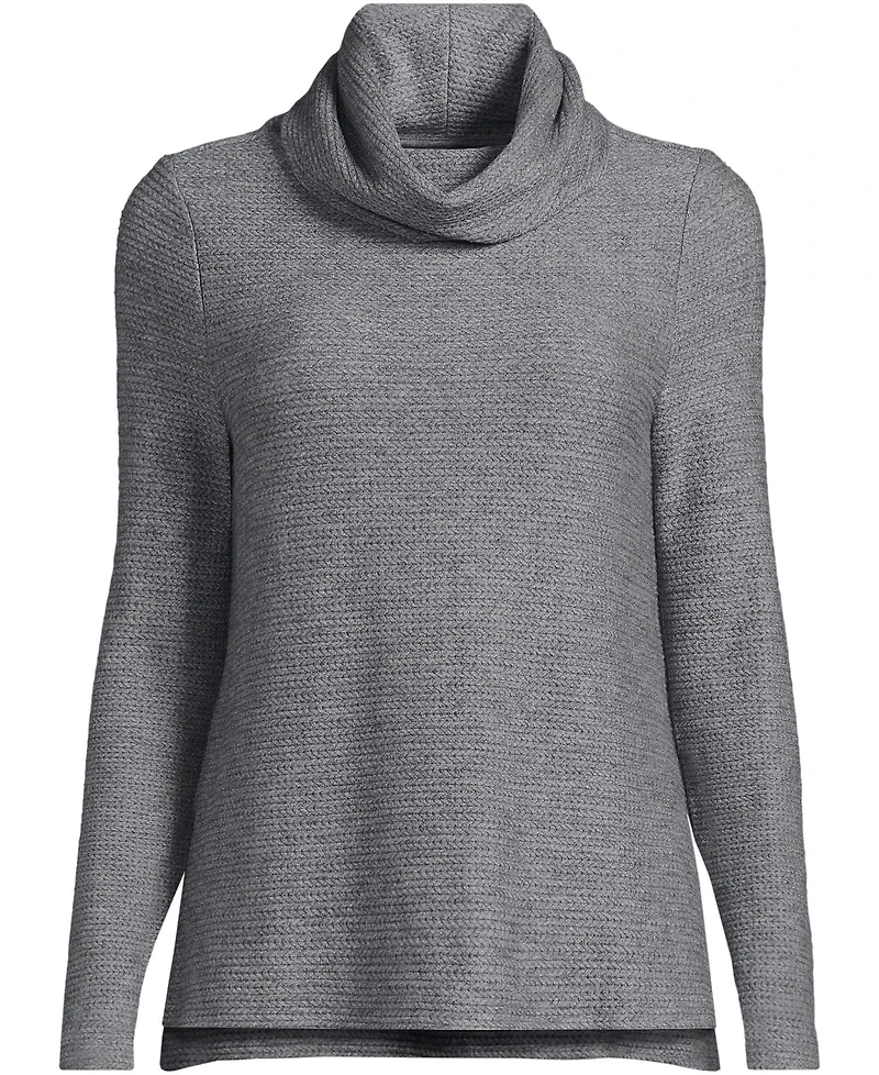 Lands' End Women's Cable Ottoman Relaxed Long Sleeve Cowl Neck Top