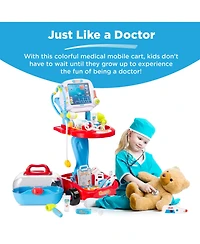 Best Choice Products Play Doctor Kit for Kids, Pretend Medical Station Set with Carrying Case, Mobile Cart