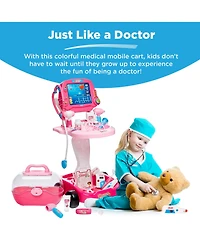 Best Choice Products Play Doctor Kit for Kids, Pretend Medical Station Set with Carrying Case, Mobile Cart