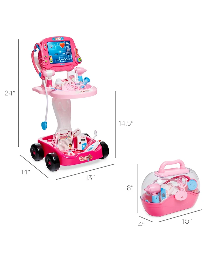 Best Choice Products Play Doctor Kit for Kids, Pretend Medical Station Set with Carrying Case, Mobile Cart