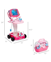 Best Choice Products Play Doctor Kit for Kids, Pretend Medical Station Set with Carrying Case, Mobile Cart