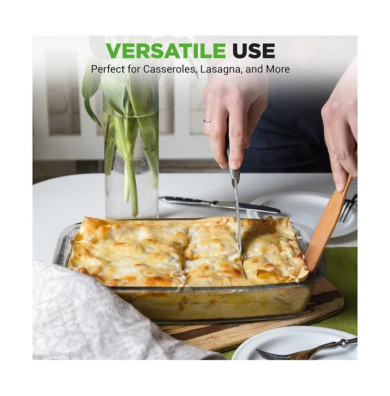 NutriChef 4 Sets of High Borosilicate Rectangular Glass Bakeware Set with Pe Lid (Red)