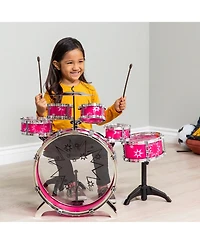 Best Choice Products 11-Piece Kids Starter Drum Set w/ Bass Drum, Tom Drums, Snare, Cymbal, Stool, Drumsticks