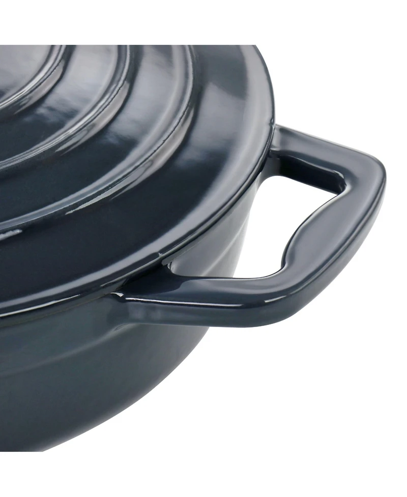 MegaChef 2 Quart Round Enameled Cast Iron Braiser Pan Dark Blue
