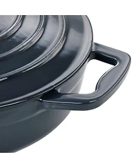 MegaChef 2 Quart Round Enameled Cast Iron Braiser Pan Dark Blue
