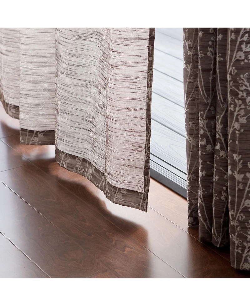 Chanasya Premium 2-Panel Floral Jacquard Textured Beige Curtains with Grommets for Windows Living Room Bedroom Office