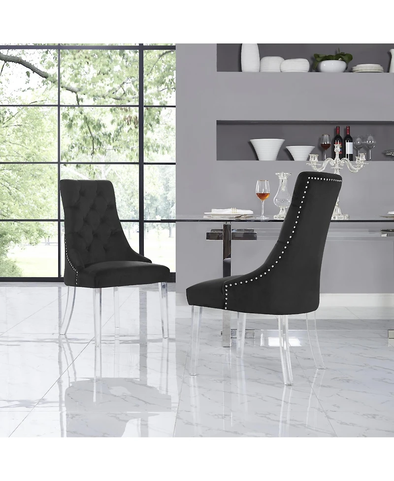Inspired Home Winona Velvet Acrylic Leg Dining Chair Set of 2