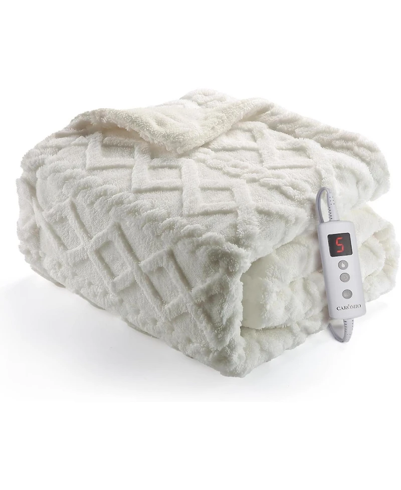 Caromio Tufted Sherpa Electric Heated Throw Blanket, 50" x 60"