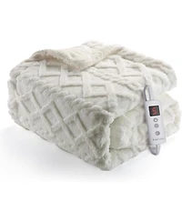 Caromio Tufted Sherpa Electric Heated Throw Blanket, 50" x 60"