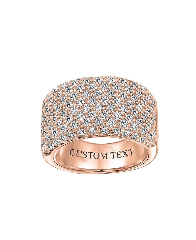 Bling Jewelry Micro Pave Cubic Zirconia Cocktail Wide Cz Statement 1/2 Eternity Band Ring Rose Gold Plated .925 Sterling Silver