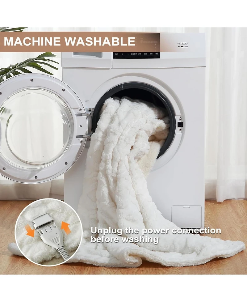 Caromio Queen Size Tufted Sherpa Electric Heated Blanket with Dual Control, 84" x 90"