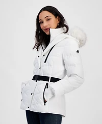 Michael Michael Kors Womens Detail Back Hooded Puffer Coat, Created for Macys