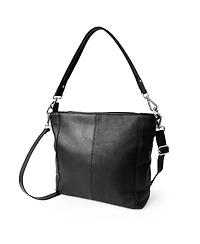 Ladies Large Leather Multi Zip Pocket Hobo Shoulder Bag