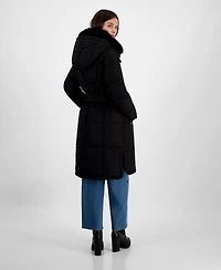 Michael Kors Women's Faux-Fur-Collar Belted Puffer Coat, Created for Macy's