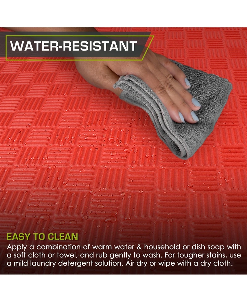 ProsourceFit Checkered Puzzle Exercise Mat 1-in, 24 Sq Ft - 6 Tiles