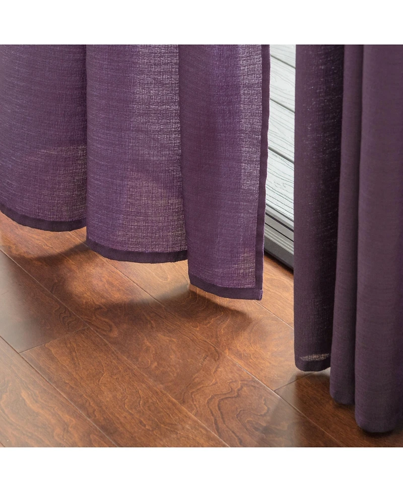 Chanasya Premium 2-Panel Faux Belgian Flax Textured Semi Sheer Curtains