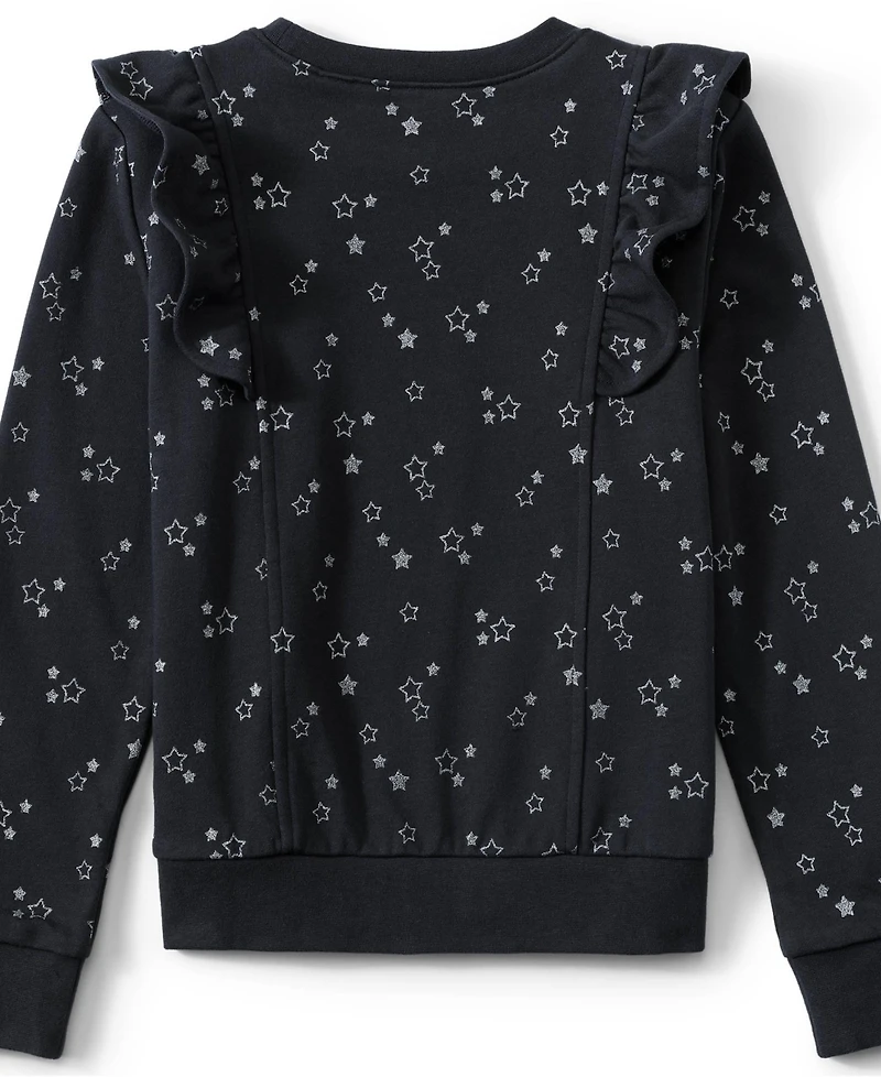 Lands' End Girls Long Sleeve Cozy Ruffle Sweatshirt Top