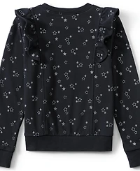 Lands' End Girls Long Sleeve Cozy Ruffle Sweatshirt Top