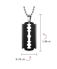 Bling Jewelry Hip Hop Biker Jewelry Large Razor Blade Dog Tag Pendant Necklace Black Silver Gold Tone Stainless Steel 20 Inch Ball Chain