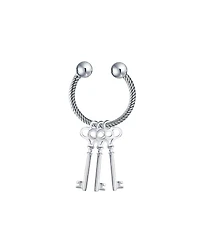 Bling Jewelry Classic Twisted Cable Keychain Ball Screw Tip Horseshoe Key Ring Graduation Shine Oxidized .925 Sterling Silver