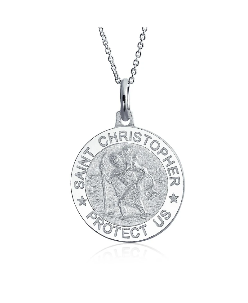 Bling Jewelry Religious Medal Medallion Patron of Safe Travel - Saint Christopher Pendant Necklace and in .925 Sterling Silver