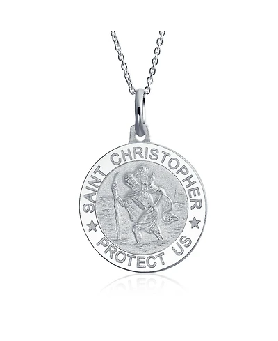 Bling Jewelry Religious Medal Medallion Patron of Safe Travel - Saint Christopher Pendant Necklace and in .925 Sterling Silver