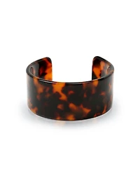 Bling Jewelry Fashion Statement Brown Golden Acrylic Marbled Leopard Tortoise Shell Wide Cuff Bangle