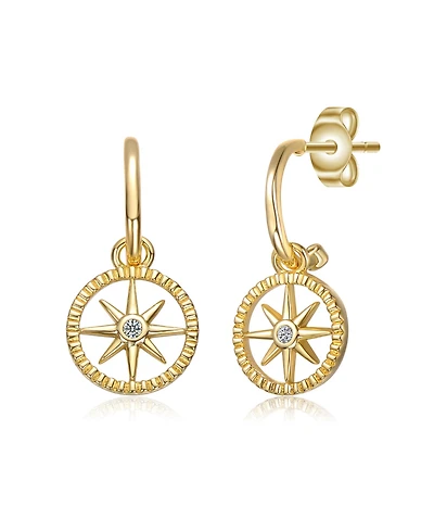 GigiGirl 14K Gold Plated Cubic Zirconia Guiding Star Compass Dangle Earrings
