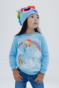 My Little Pony Toddler Girls Rainbow Dash Pullover Fleece Sweatshirt and Cosplay Hat