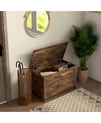 Homcom 29.9" Storage Chest w/ 2 Safety Hinges, Wooden Box,