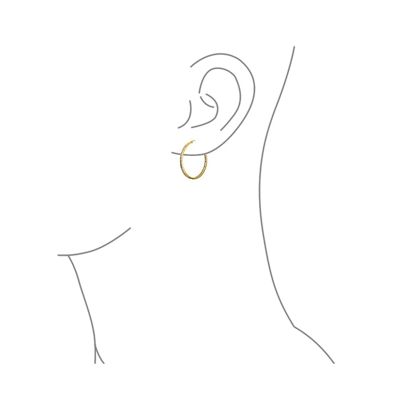 Bling Jewelry Round Channel Set Cz Hoop Earrings Silver Gold Tone Black Stainless Steel 2" Diameter