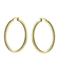 Bling Jewelry Round Channel Set Cz Hoop Earrings Silver Gold Tone Black Stainless Steel 2" Diameter