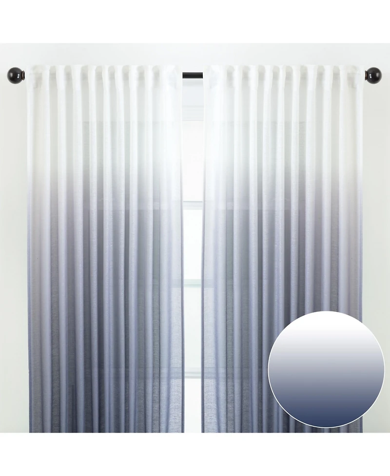 Chanasya Premium 2-Panel Gradient Ombre Faux Belgian Flax Semi Sheer Curtains - for Windows Living Room Bedroom