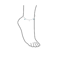 Bling Jewelry Dangle Aqua Blue Vacation Cats Eye Bead Anklet Open Star Multi Charm Ankle Bracelet .925 Sterling Silver Adjustable