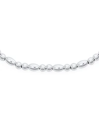 Bling Jewelry Simple Alternating Round And Oval .925 Sterling Silver Small 3 Ball Beads Anklet Strand Ankle Bracelet 9-10 Inch Adjustable