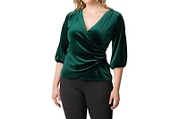 Kiyonna Plus Odette Velvet Faux Wrap Top