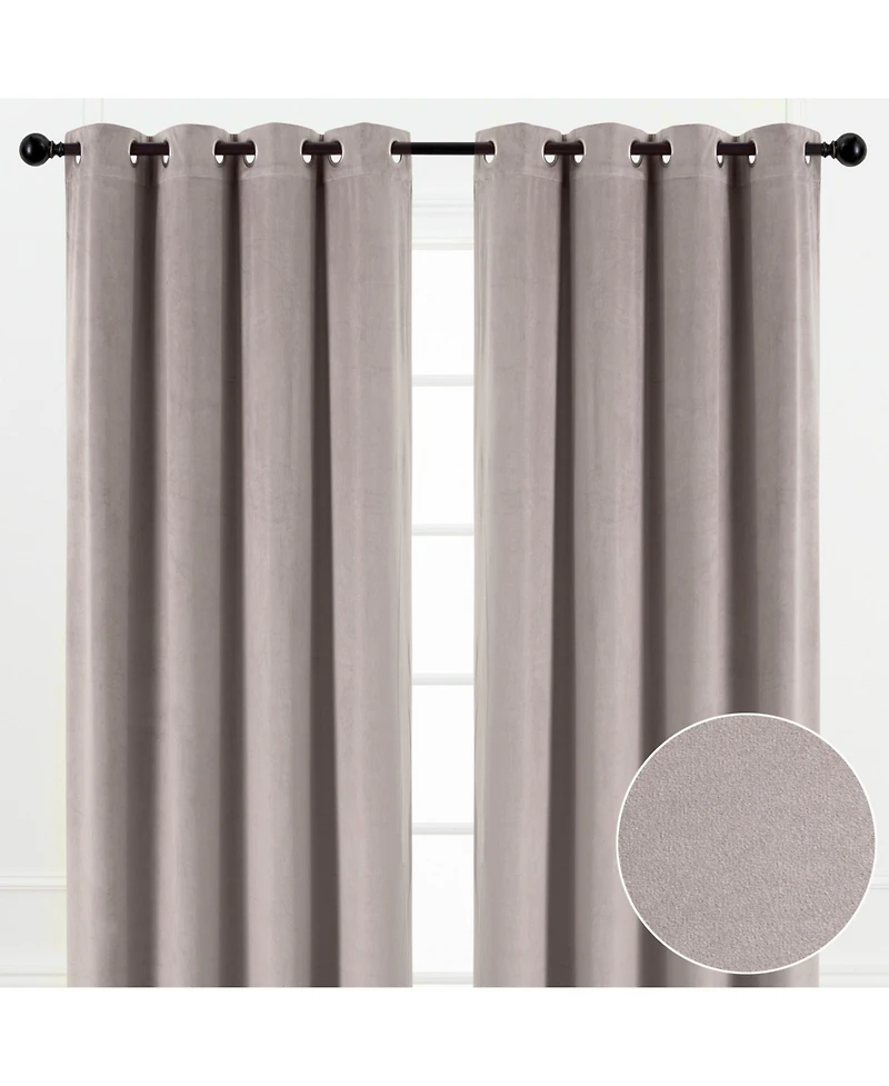 Chanasya Premium Taupe Velvet Curtains Panel Set 2 -Piece