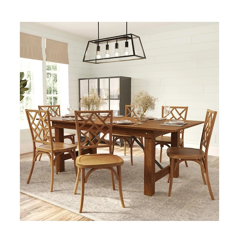 Merrick Lane Mara Set Of 2 Solid Wood Dining Chairs With Stackable Design, Ornate Seat Back Accenting, And Elegant Finish