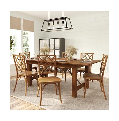 Merrick Lane Mara Set Of 2 Solid Wood Dining Chairs With Stackable Design, Ornate Seat Back Accenting, And Elegant Finish