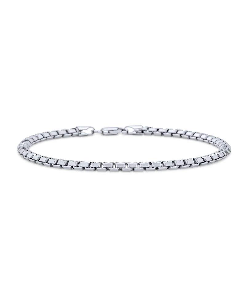 Bling Jewelry Solid Heavy Strong Thick Franco Square Link Chain Bracelet 220 Gauge Rhodium .925 Sterling Silver