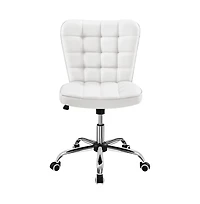 Yaheetech Modern Tufted Armless Desk Chair with Chrome-finish Metal Base, Rolling Wheels, Adjustable Seat Heigh