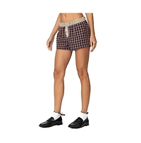 Edikted Women's Mixed Plaid Boxer Shorts