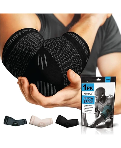 Powerlix Elbow Brace Compression Support for Pain Relief (Pair)