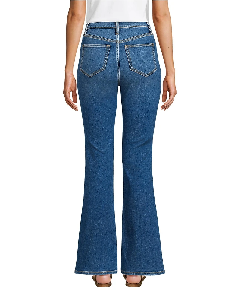 Lands' End Women's Petite Recover Denim High Rise Skinny Flare Jeans