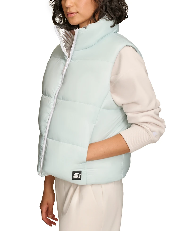 Starter Women's Reversible Zip-Front Puffer Vest