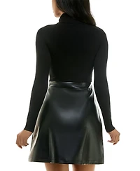 Bcx Juniors' Turtleneck Mixed-Media Sweater Dress
