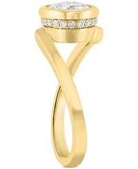Effy Lab Grown Diamond Oval & Round Bezel Halo Swirl Ring (2-1/8 ct. t.w.) in 14k Gold