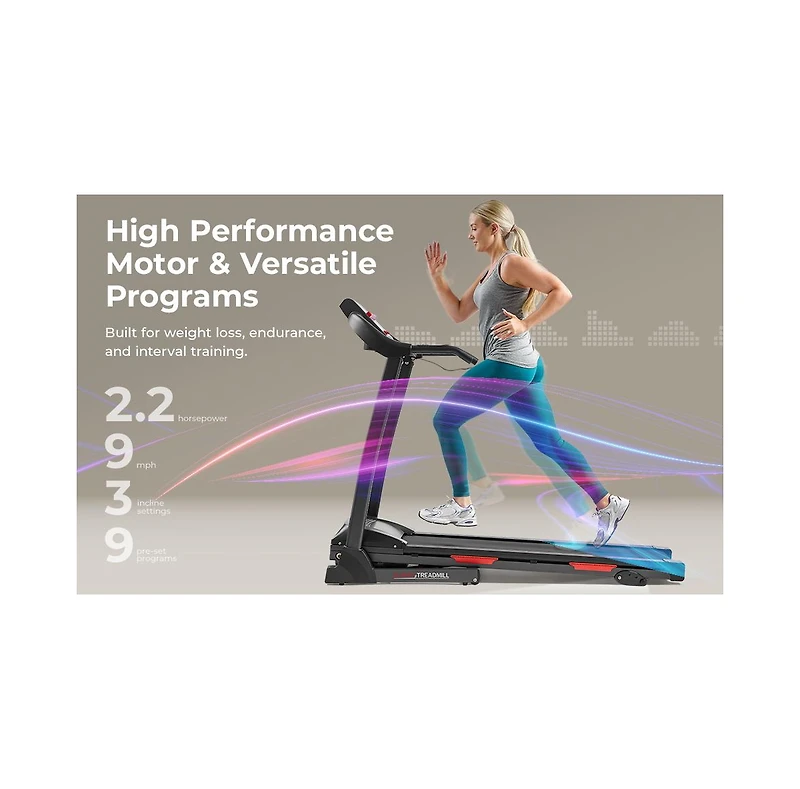 Sunny Health & Fitness Adjustable Incline Foldable Smart Treadmill w Digital Monitor, Shock Absorption, Pulse Sensors, Handrail Controls, Exclusive Su